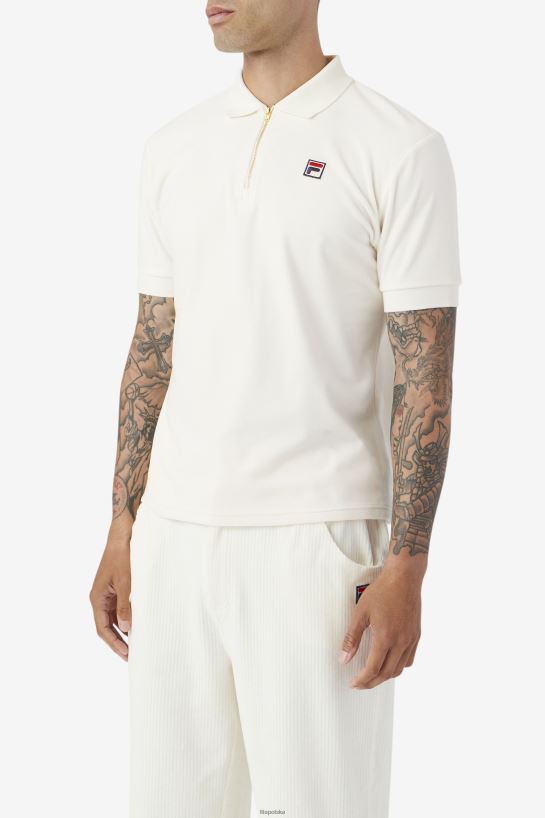 FILA Devon welurowa koszulka polo fila egret T204D4410 czapla