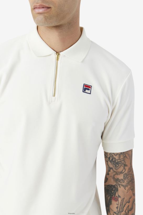 FILA Devon welurowa koszulka polo fila egret T204D4410 czapla