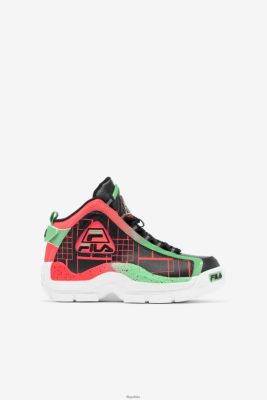 FILA Big Kids 'Grant Hill 2 Fila Black/Fiery Coral/Green Ash 80N4H02096 Fila Buty Męskie