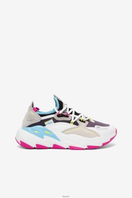 FILA Fila White/Pink Glo/Bluefish Women's Ray Tracer Evo 2 80N4H01306 Fila Sneakersy