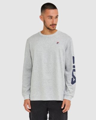 FILA Klasyczna męska koszulka z długim rękawem srebrna marle fila 80N4H02501 Fila Buty Męskie