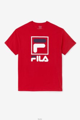 FILA Red/White/granatowa koszulka z ułożonymi fila 80N4H0306 Fila Polska