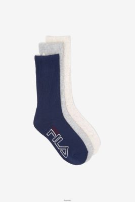FILA Skarpeta dla ekipy w paski damskiej 3-pakowa biel 80N4H01016 Fila Buty Męskie